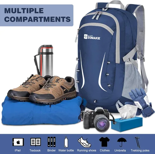 Miniatura 3 de Zomake - Mochila de senderismo plegable resistente al agua, mochila ligera de 40 litros para viajes, mochila plegable Backpacks, Collapsible, Azul