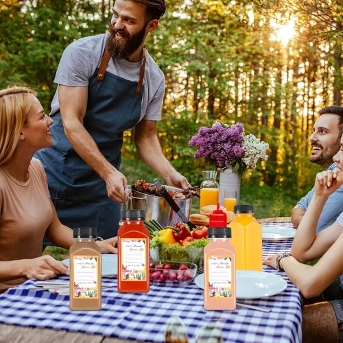 Miniatura 7 de Dabacc Botellas de jugo, 45 piezas de 8 onzas de botellas de plástico con tapas herméticas reutilizables, contenedores de agua transparentes vacíos