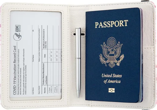 Miniatura 5 de Soporte para pasaporte, bonita funda para pasaporte, cartera de viaje con ranuras para tarjetas de crédito, cartera de pasaporte RFID impermeable