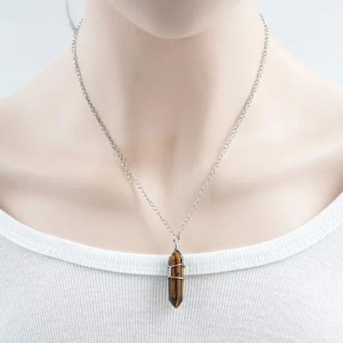Miniatura 6 de 1 collar con colgante de piedras preciosas naturales curativas de cuarzo de cristal reiki chakras, piedras preciosas de 18 pulgadas, joyería