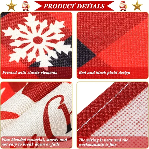 Miniatura 4 de Zhanmai 7 delantales de Navidad para mujeres y hombres, delantales de Navidad a cuadros rojos y negros, delantales de Navidad ajustables