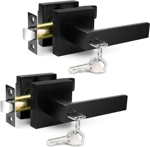 Miniatura 9 de Manijas de Puerta para Interiores, Pomos de Puerta Interiores, Manija de Puerta Negra con Palanca Reversible, Juegos de Cerraduras de Puerta