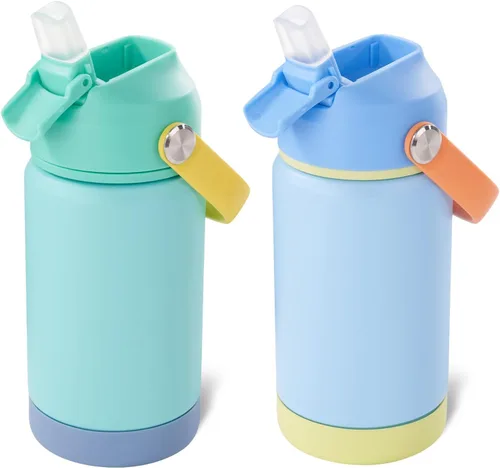 Miniatura 35 de Kerilyn - Botella de agua para niños, de acero inoxidable, con pajilla a prueba de fugas, con aislamiento térmico, libre de bisfenol A, unisex