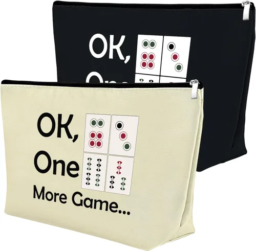 Mxrymvu 2 bolsas de maquillaje Mahjong para niñas, regalo para amantes de Mahjong, bolsa de cosméticos, regalo de jubilación, regalo divertido para