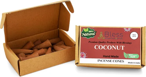 Miniatura 3 de Bless International Coco 100% natural - Conos de incienso hechos a mano, sumergidos a mano, orgánicos, sin productos químicos para purificación