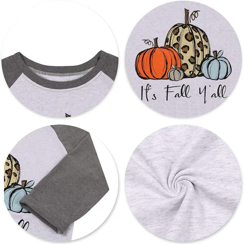 Miniatura 4 de Myhalf camisetas de Acción de Gracias para mujer con impresión en inglés It's Fall Y'all, divertidas calabazas con gráfico en la parte superior