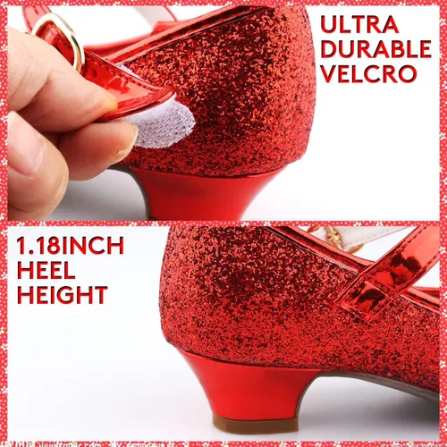 Miniatura 5 de Amtidy Girls Dress Shoes Mary Jane Wedding Party Shoes Glitter Bridesmaids Princess Heels