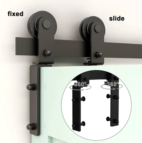 Miniatura 5 de CCJH Kit de riel deslizante para puerta de granero biplegable de 4 pies/48 pulgadas para 4 puertas de acero al carbono resistente