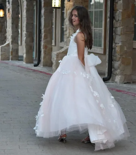 Miniatura 7 de Vestido de niña de flores, para niñas con cuentas y encaje, traje para certámenes.