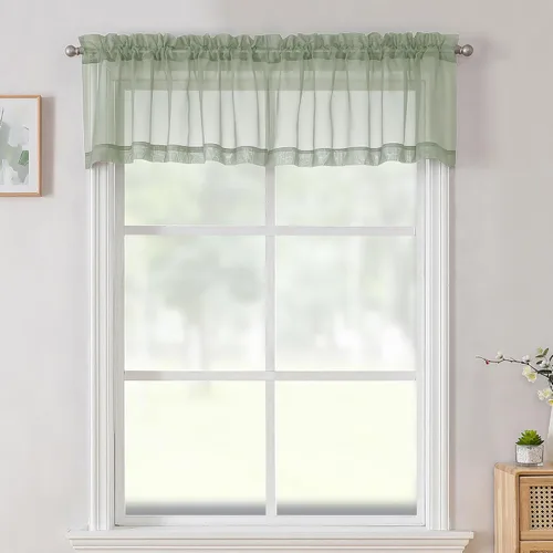 Miniatura 150 de Aiyufeng 2 paneles de cenefa transparente negra de 14 pulgadas de largo, cortinas cortas negras transparentes para dormitorio, cortinas de cocina