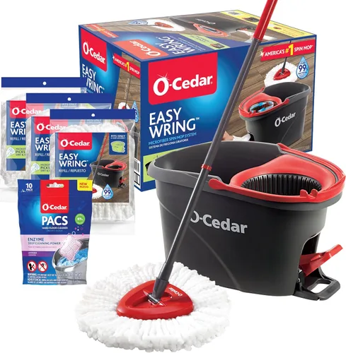 Miniatura 7 de O-Cedar System Easy Wring - Trapeador giratorio y balde con 3 recambios adicionales con Citrus Pac (Paquete de variedad)