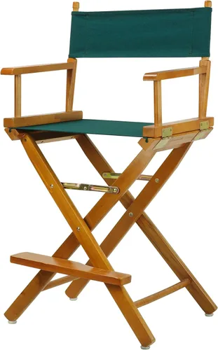 Casual Home - Silla de director de 24 in, marco de roble miel, con lona color verde cazador, altura de mostrador Marco de roble miel - Madera maciza