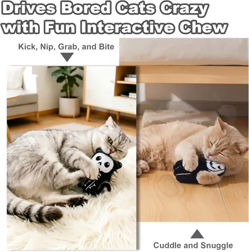 Miniatura 3 de Retro Shaw Paquete de 4 juguetes de hierba gatera arrugada para gatitos de interior, felpa suave para Halloween, juguetes góticos para gatos, juego