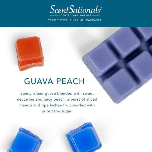Miniatura 2 de Scentsationals Fragancia de cera perfumada para derretir – Guayaba Peach – Paquete de cubos de cera, tarta calentadora para el hogar, barra de vela