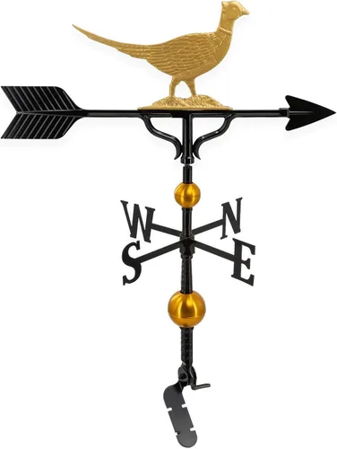 Miniatura 8 de Montague Metal Products Veleta de lujo de 32 pulgadas con adorno de faisán negro satinado