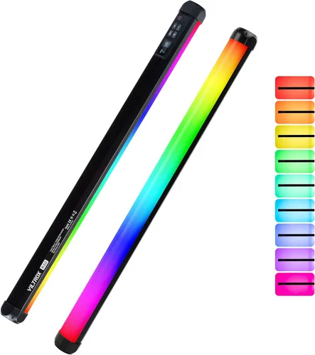VILTROX Varita de luz LED RGB K60, barra de luz LED RGB de mano de 360° para fotografía con control de aplicación, regulable de 2500K-8500K, CRI97+,