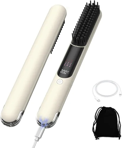 Ukliss Cepillo alisador de cabello inalámbrico, carga rápida USB-C para viajes por todo el mundo, 4 ajustes de calor y tecnología iónica para