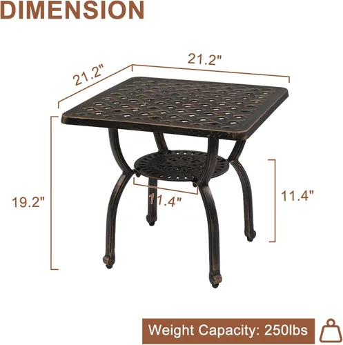 Miniatura 3 de VINGLI Mesa redonda de aluminio fundido de 23.6 pulgadas con agujero para sombrilla – Bistró y mesa auxiliar para todo tipo de clima (negro)