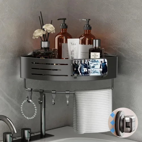 Miniatura 11 de Voldra Organizador de Ducha de Ventosa, 1 Paquete de Estantes de Ducha para Ducha Interior Sin Taladro, Organizador de Ducha de Sujeción de Aluminio