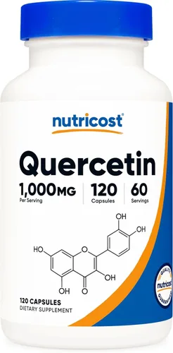 Nutricost Quercetina 1000 mg, 120 cápsulas vegetarianas, 60 porciones, 500 mg por cápsula, sin OMG, sin gluten
