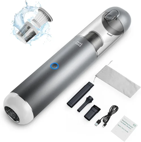 Aspiradora de mano inalámbrica – 17000 Pa Aspiradora de coche de alta potencia con luz LED/SOS, 120 W Mini aspiradora recargable portátil para