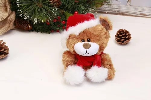 Miniatura 5 de Plushland Adorable oso de peluche suave y peludo, animal de peluche, juguetes de vacaciones, recuerdos de fiesta de Navidad para niños