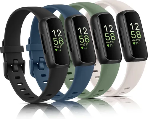 Miniatura 9 de Vancle Paquete de 4 bandas compatibles con bandas Fitbit Inspire 3 para mujeres y hombres, correas ajustables de silicona deportivas de repuesto