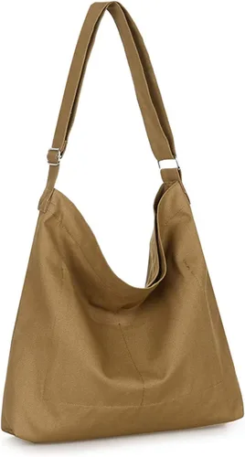 Miniatura 2 de Covelin - Bolsa de hombro informal de lona para mujer, estilo bohemio y retro, bolsa de mano, bolso cruzado, tamaño grande