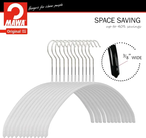 Miniatura 3 de Mawa by Reston Lloyd Euro Narrow - Juego de 10 perchas para ropa, color blanco
