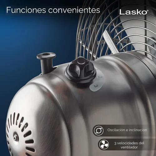 Miniatura 5 de Lasko Ventilador de mesa oscilante, portátil, 3 velocidades silenciosas, para dormitorio, cocina y oficina, 17 pulgadas, bronce, R12210