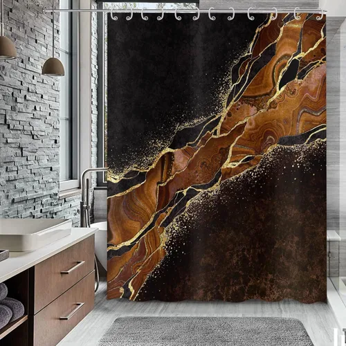 Miniatura 30 de Cortina de ducha con diseño de mármol verde, verde azulado y blanco degradado, moderna, abstracta, de lujo, ondas, decoración del hogar, tela Nuevo