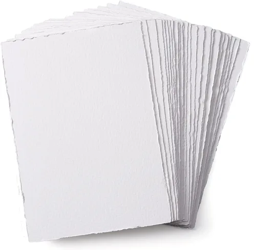 Miniatura 10 de Deckle Edge Papel de acuarela, 100% algodón, 140 libras, 300 GSM, 8 x 8 pulgadas, 30 hojas de papel mixto para técnica seca y húmeda, sin ácidos