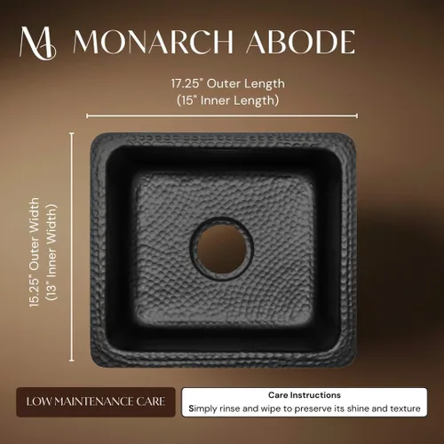 Miniatura 2 de Monarch Abode Fregadero de cocina y bar – Fregadero de cocina Highball de doble montaje de 17 pulgadas, fregaderos de aluminio negro mate martillado