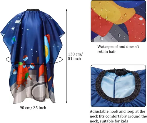 Miniatura 5 de Syhood - 2 unidades de capa de corte de pelo para niños, capa de peluquería de dibujos animados, delantal para peluquería para niños, peluquería