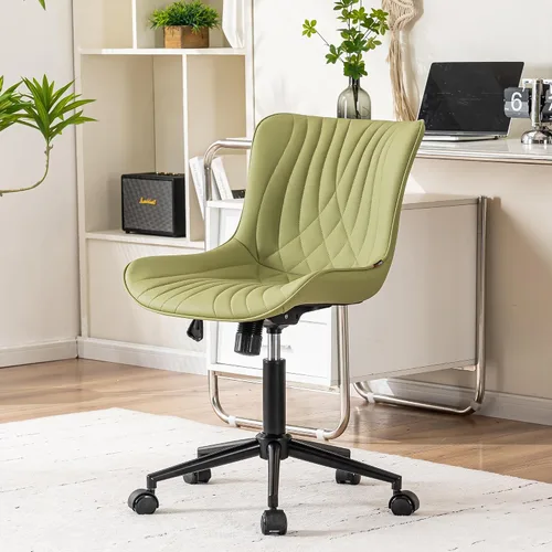 Miniatura 6 de YOUNIKE Silla de Oficina, Silla de Escritorio sin Brazos con Ruedas, Sillas de Oficina Ajustables y Giratorias para Computadora, Silla de Tocador