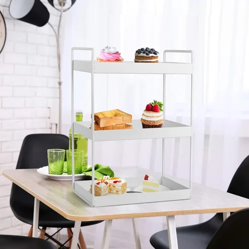 Miniatura 4 de Organizador de encimera de baño, bandeja de tocador para cosméticos y maquillaje, estante de especias de cocina, estante de pie, 3 niveles