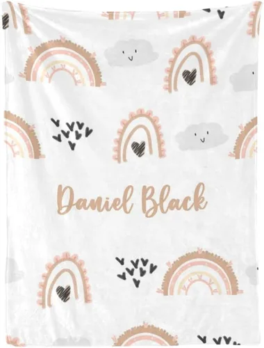 Miniatura 22 de Manta personalizada con nombre, manta de bebé súper suave con nombre, flor y corona, regalos para bebés y niñas, adecuada para recién nacidos