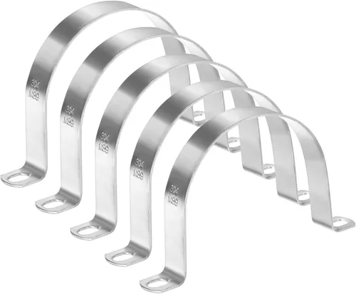 Miniatura 69 de M METERXITY Paquete de 3 abrazaderas de conducto, correa rígida de acero inoxidable 304 de 3-1/2 pulgadas M89 U con 2 agujeros
