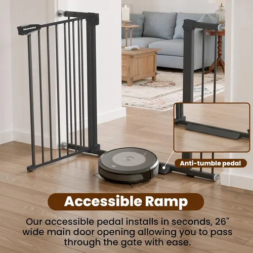 Miniatura 6 de Puerta de bebé para escaleras, puerta de perro de cierre automático de 26 a 40 pulgadas para puertas, puerta infantil montada a presión con puerta