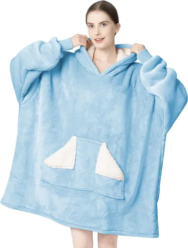 Miniatura 23 de Touchat - Manta con capucha portátil, sudadera con capucha de forro polar sherpa de gran tamaño con bolsillo gigante y mangas para adulto, regalo
