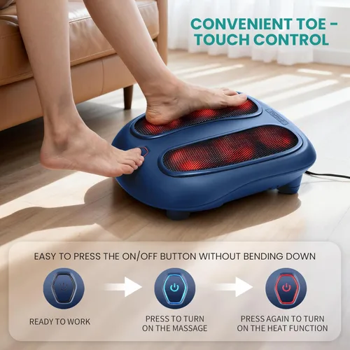Miniatura 4 de Nekteck Masajeador de pies con calor, masajeador de pies Shiatsu para neuropatía, fascitis plantar, máquina eléctrica de masaje de pies con Azul