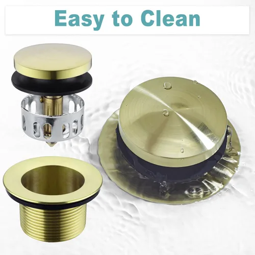 Miniatura 5 de BESTILL Kit de conversión de desagüe de bañera con punta de punta con placa frontal de desbordamiento, oro cepillado