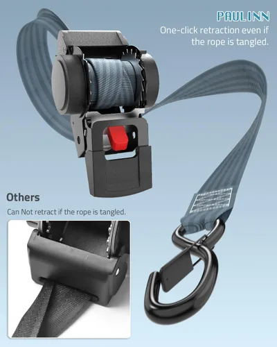 Miniatura 3 de PAULINN Retractable Ratchet Straps 2 Inch x 6 FT, 2 Packs Heavy Duty Trailers Boats Transoms Mount Straps Set w/Mounting Bolts for Large Boats and
