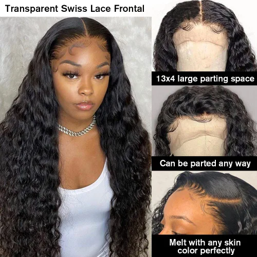 Miniatura 3 de MENTOR Pelucas de encaje frontal de cabello humano prearrancado 13x4 HD con encaje frontal para mujeres negras, cabello humano 150% de densidad