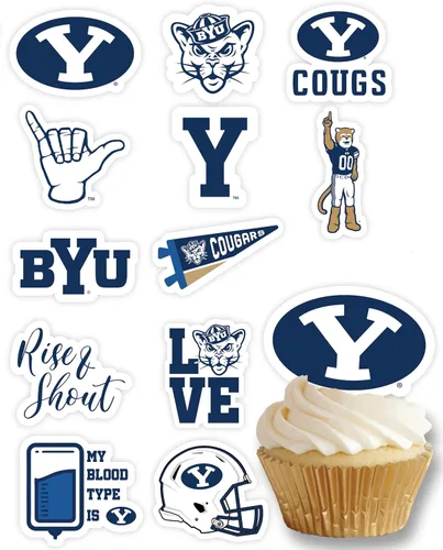 Miniatura 32 de Decoraciones para cupcakes de la Universidad de Alabama, suministros para fiestas de fútbol americano, cumpleaños, graduación (24 piezas)