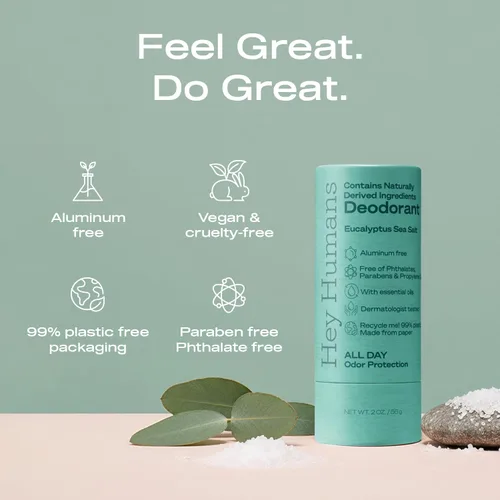 Miniatura 2 de Hey Humans Desodorante, desodorante sin aluminio para mujeres y hombres, contiene ingredientes derivados naturalmente, control de olores durante