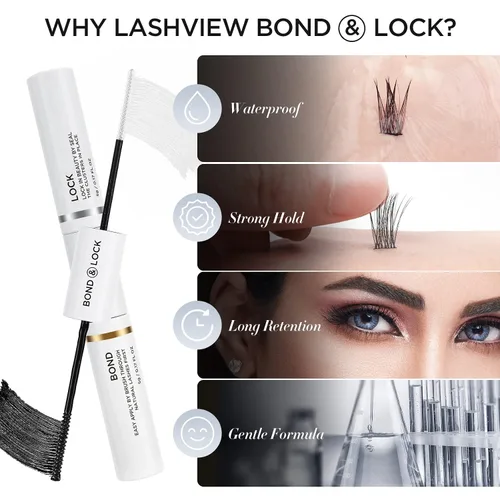 Miniatura 2 de LASHVIEW Pegamento para pestañas Bond and Seal, pegamento para pestañas en racimo fuerte, suave y cómodo, adhesivo para pestañas para uso todo