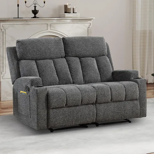Miniatura 25 de CANMOV Juego de sofá modular reclinable manual, juegos de muebles de tela en forma de L, sofá esquinero modular reclinable y silla reclinable