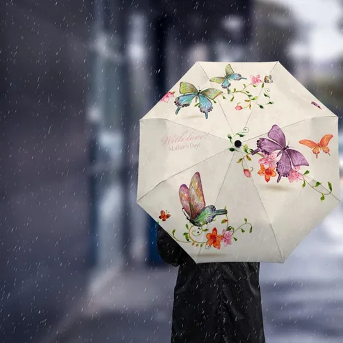 Miniatura 3 de DHDM Watercolor Automatic Umbrella for Rain Foldable Parasol Umbrella Eight strand Outdoor Umbrellas
