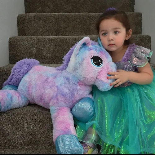 Miniatura 2 de Muiteiur Animal de peluche de unicornio de 31.6 pulgadas, unicornio de peluche grande para niñas, almohada de felpa suave, regalos para niñas y Azul
